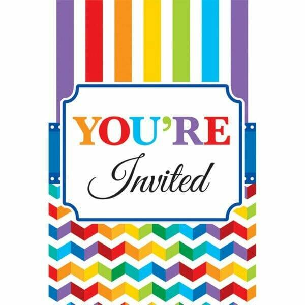 Bright Birthday Invitations with Envelopes 12cm x 17cm - 20pk