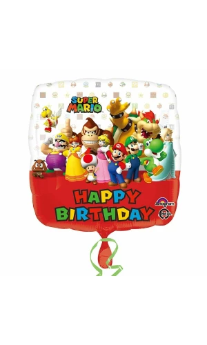 Super Mario Square Foil Balloon 18"