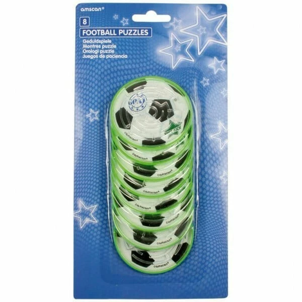 Party Favors Football / Soccer Maze Puzzles 7.2cm - 8pk