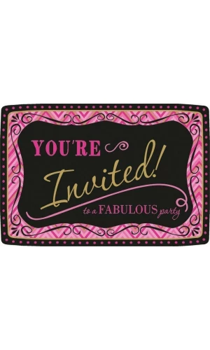 Born To Be Fabulous Invitations with Envelopes 12cm x 17cm - 20pk