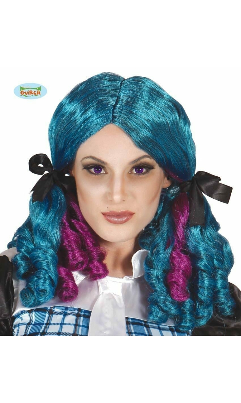 Blue Curly Wig - Adult One Size