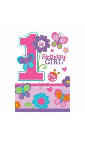 Sweet 1st Birthday Invitations 10cm x 16cm - 8pk