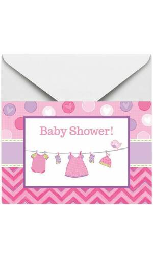 It's A Girl Baby Shower With Love Invitations and Envelopes - 8pk