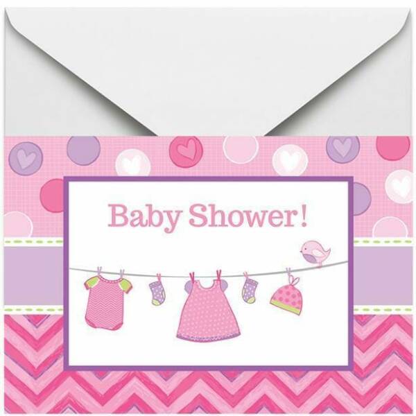 It's A Girl Baby Shower With Love Invitations and Envelopes - 8pk