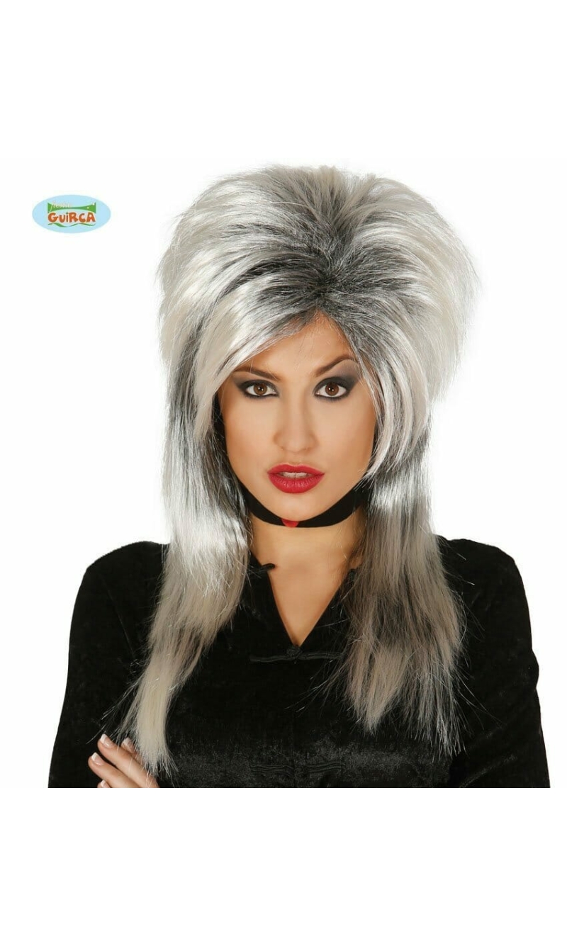 Grey Long Streaked Wig - Adult One Size