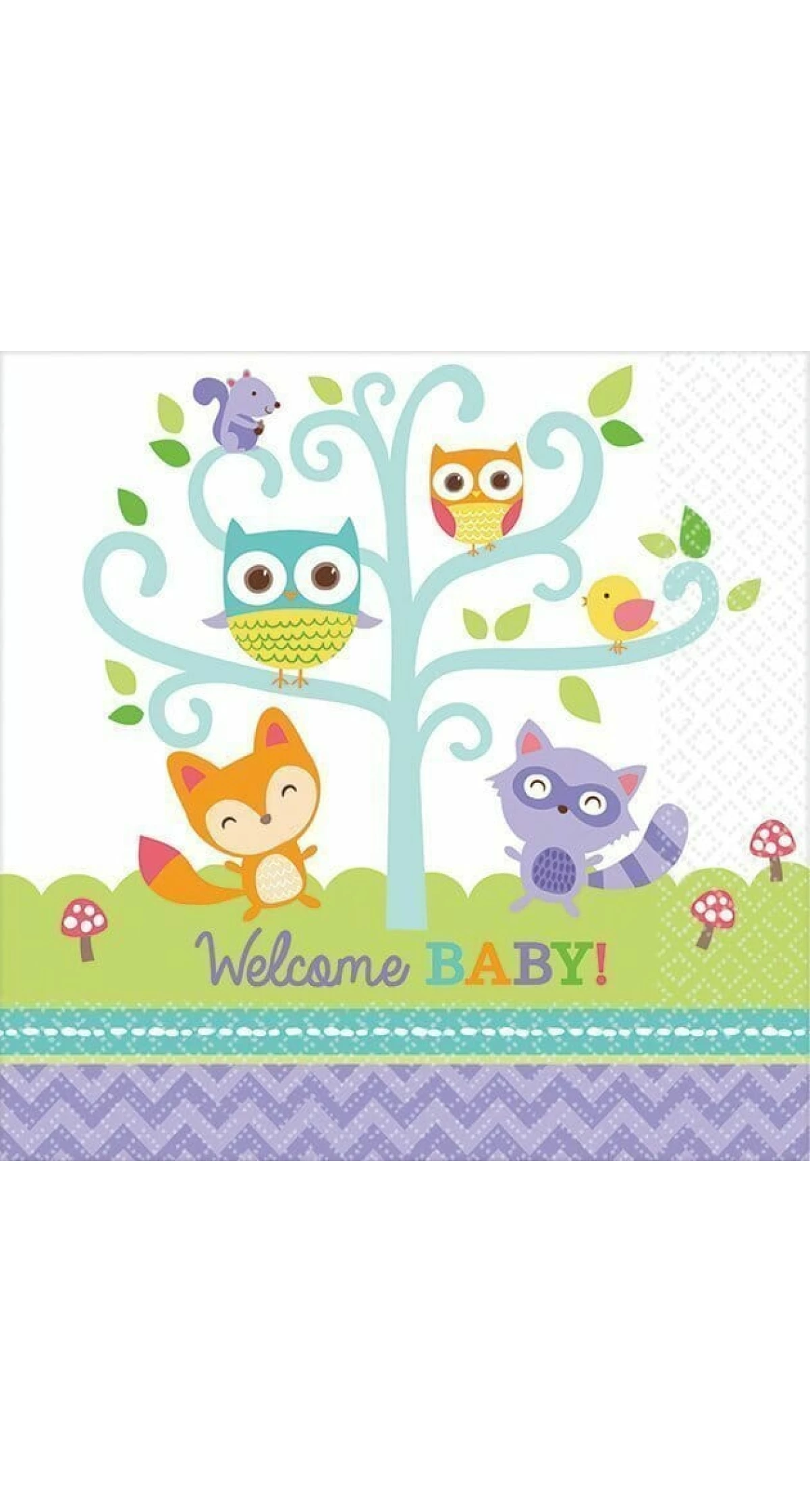 Woodland Baby Napkins 24.7cm x 24.7cm - 16pk