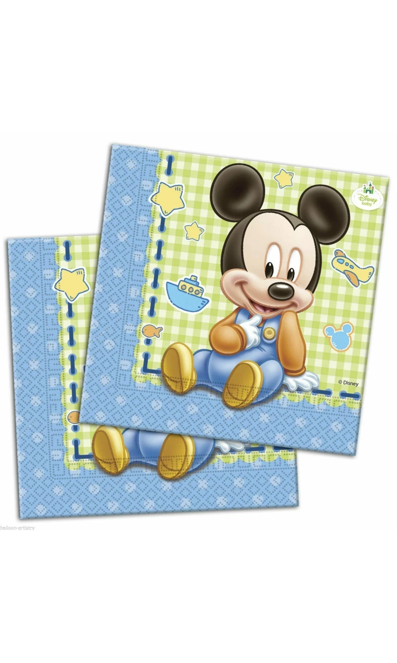 Baby Mickey Two-ply Paper Napkins 33x33cm  - 20pk