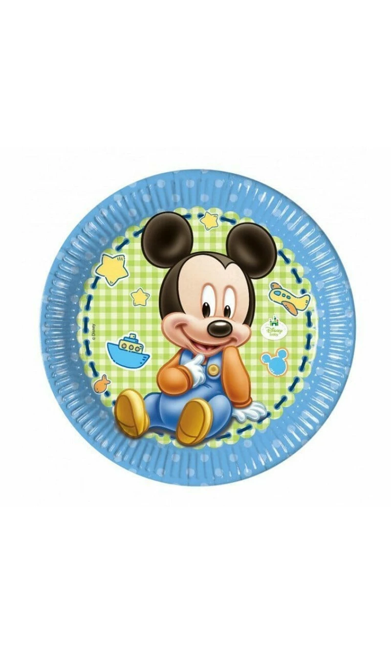 Baby Mickey Paper Plates  Large 23cm  - 8pk