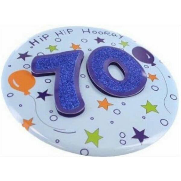 Jumbo 3D Badge - Hip Hip Hooray 70 (TS) Blue - 15cm