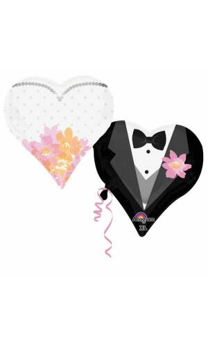 Wedding Couple Hearts SuperShape Foil Balloon - 76cm x 63cm
