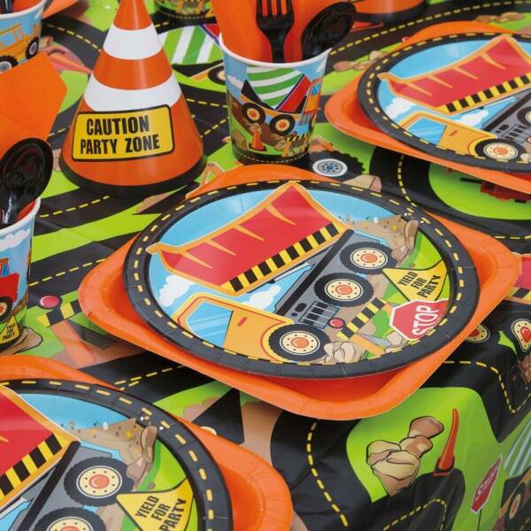 Construction Party Plastic Table Cover - 54 Inch x 84 Inch