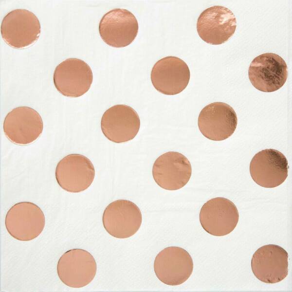 Rose Gold Foil Dots Beverage Napkins - 16pk - Foil Stamped