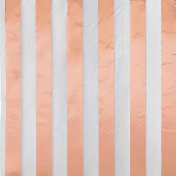 Rose Gold Foil Stripes Luncheon Napkins - 16pk - Foil Stamped