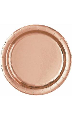 Rose Gold Foil Round 9 Inch Dinner Plates - 8pk - Foil Board