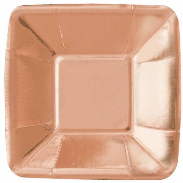 Rose Gold Foil Square 5 Inch Appetizer Plates - 8pk - Foil Board