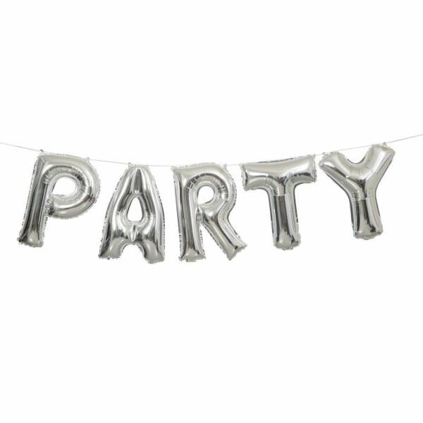 Silver Party Foil Letter Balloon Banner Kit - 14 Inch