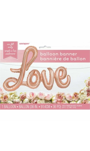 Rose Gold Love Foil Letter Balloon Banner Kit - 36 Inch
