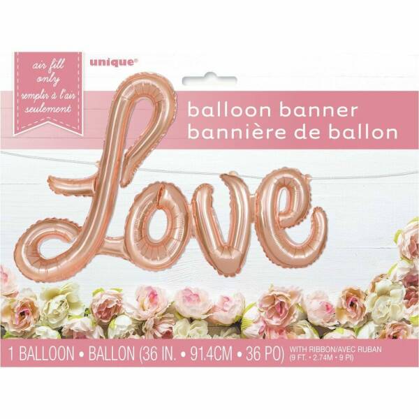 Rose Gold Love Foil Letter Balloon Banner Kit - 36 Inch