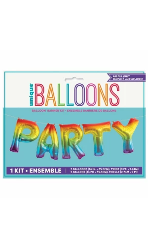 Rainbow Foil Party Letter Balloon Banner Kit - 14 Inch