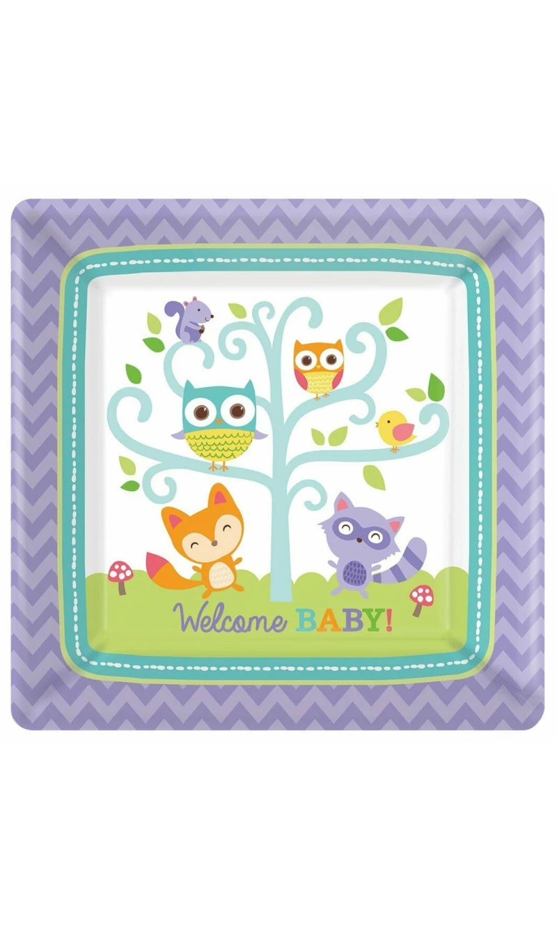 Woodland Baby Paper Plates 17.8cm - 8pk