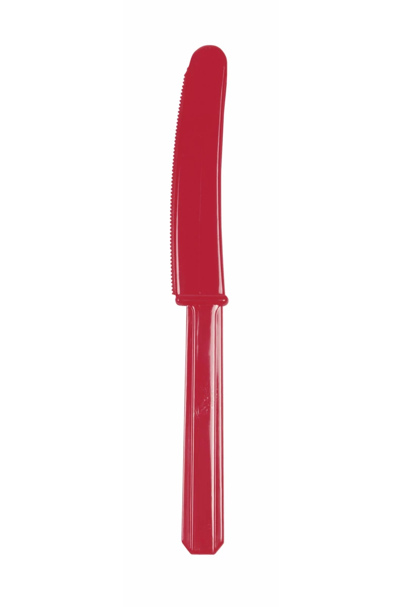 Apple Red Reusable Plastic Knives - 10pk