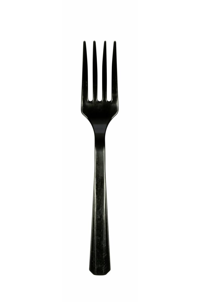 Black Reusable Plastic Forks - 10pk
