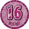 Jumbo Badge -  16 Today Holographic Glitz  Pink - 15cm