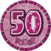 Jumbo Badge -  50 Today Holographic Glitz  Pink - 15cm