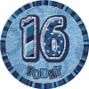 Jumbo Badge -  16 Today Holographic Glitz  Blue - 15cm