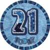 Jumbo Badge -  21 Today Holographic Glitz  Blue - 15cm
