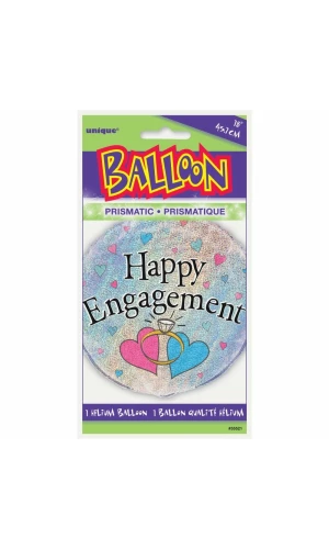Happy Engagement Prism Round Foil Balloon 18 Inch