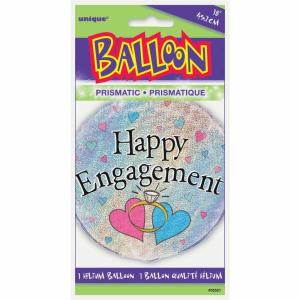 Happy Engagement Prism Round Foil Balloon 18 Inch