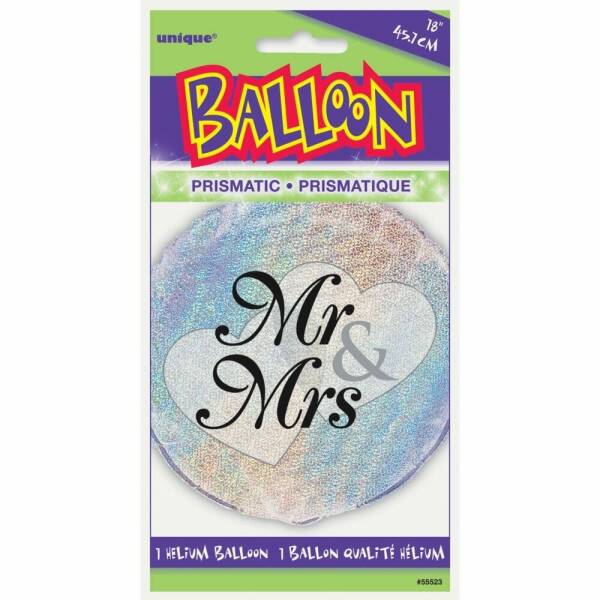 Mr. & Mrs. Prism Round Foil Balloon 18 Inch