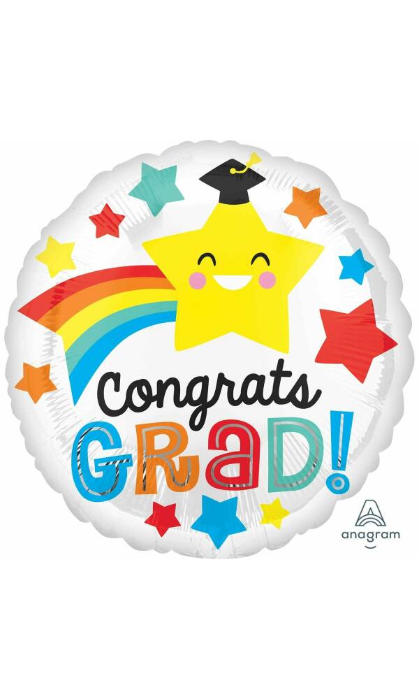 Congrats Grad Happy Star Standard Foil Balloon - 18''