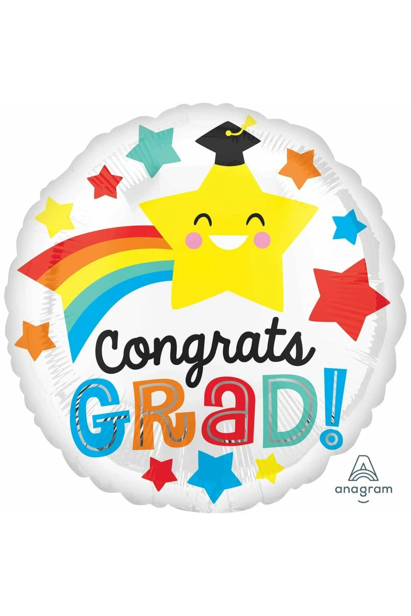 Congrats Grad Happy Star Standard Foil Balloon - 18''