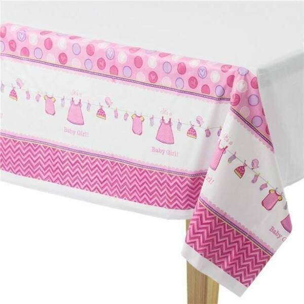 It's A Girl Baby Shower With Love Plastic Table Cover - 137cm x 259cm