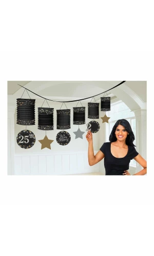 Sparkling Gold Celebration Add an Age Lantern Garlands 3.65m