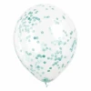 Clear Latex Balloons with Caribbean Teal Confetti 12 Inch - 6pk