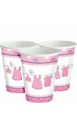 It's A Girl Baby Shower With Love Paper Cups 266ml - 8pk