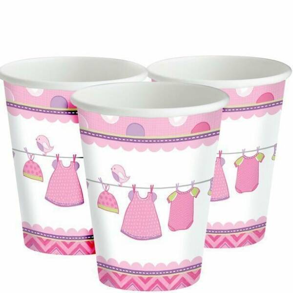 It's A Girl Baby Shower With Love Paper Cups 266ml - 8pk