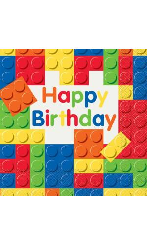 Building Blocks Birthday Luncheon Napkins - 16pk