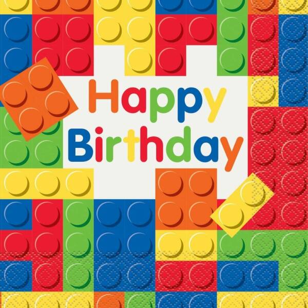 Building Blocks Birthday Luncheon Napkins - 16pk