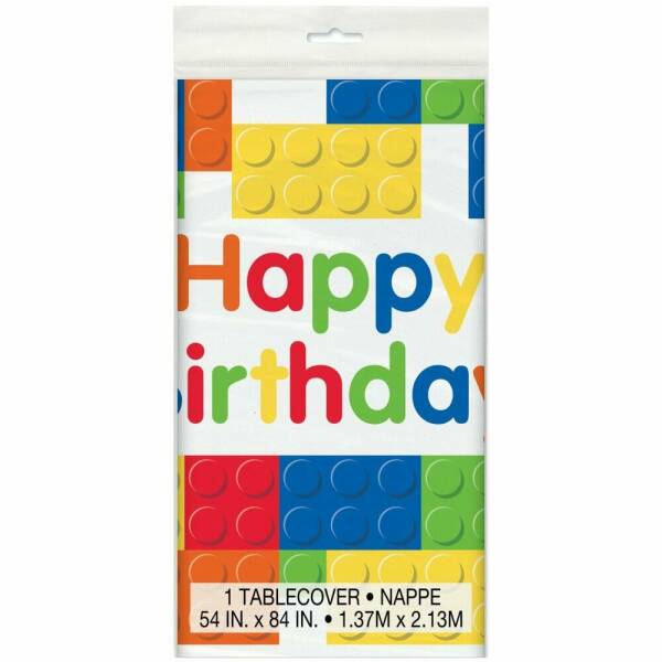Building Blocks Birthday Plastic Table Cover - 54"x84"