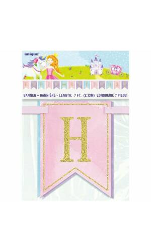 Glitter Magical Princess Birthday Pennant Banner - 7 ft