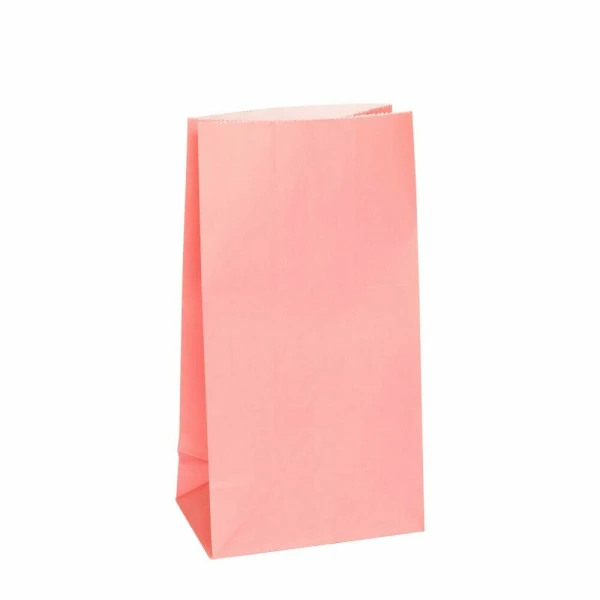 Pastel Pink Paper Party Bags - 12pk