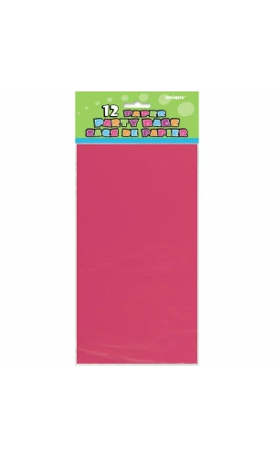 Hot Pink Paper Party Bags - 12pk