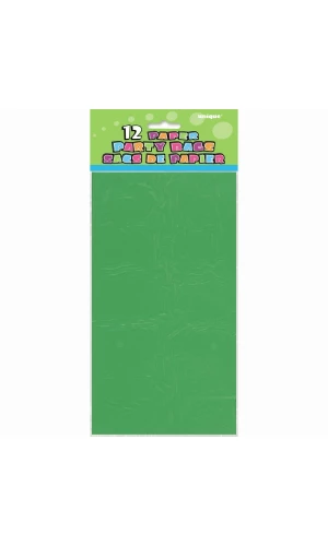 Green Paper Party Bags - 12pk