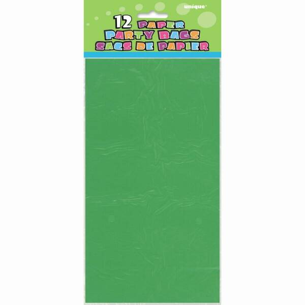 Green Paper Party Bags - 12pk