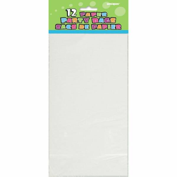 White Paper Party Bags - 12pk