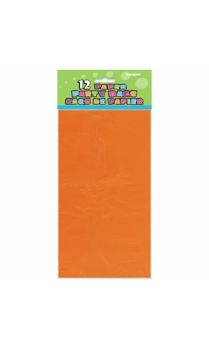 Orange Paper Party Bags - 12pk